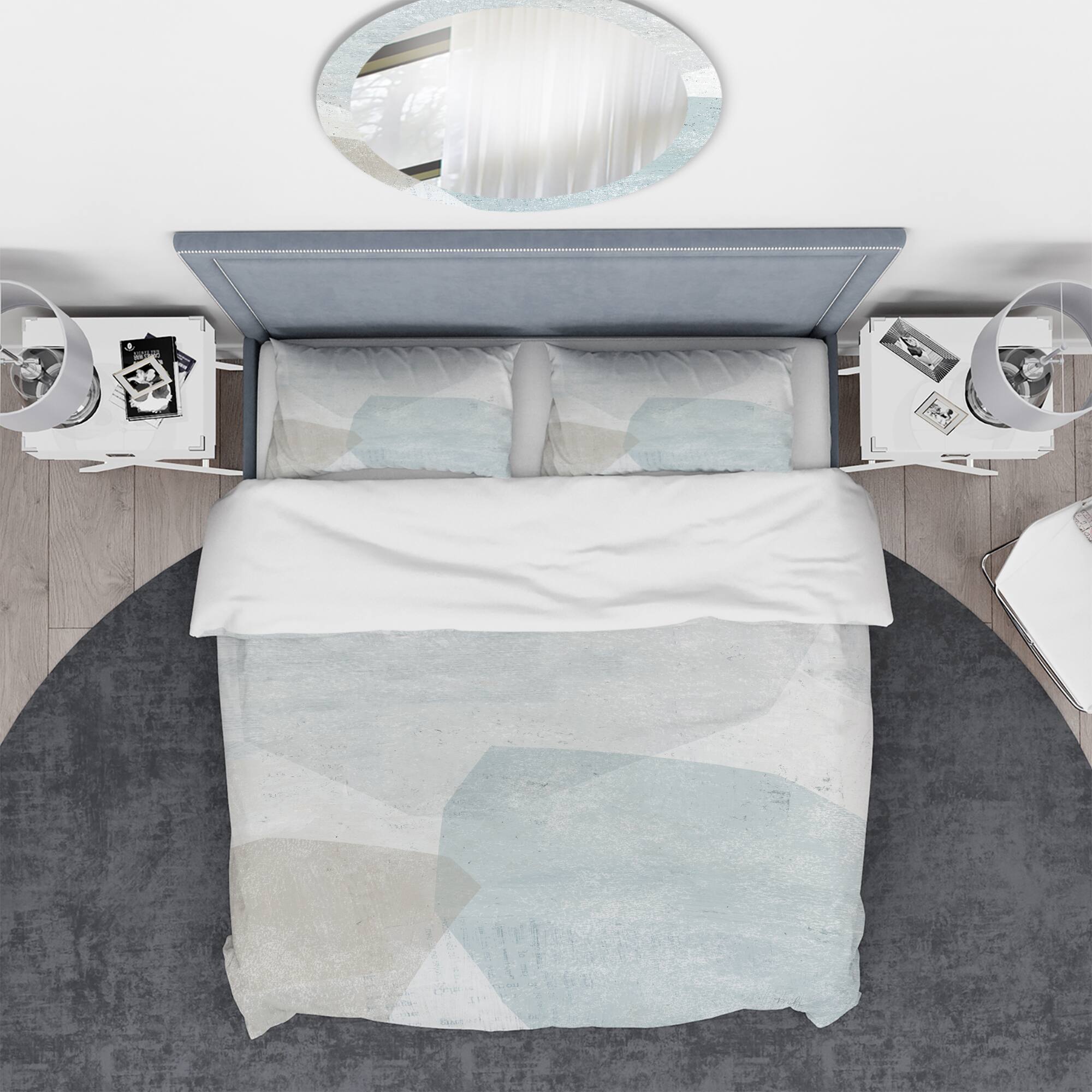 Designart 'Grey and White Collage II' Geometric Bedding Set